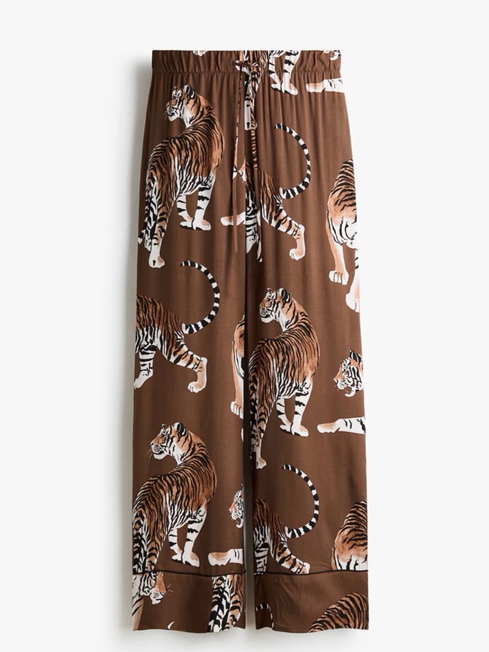 H&M Brown Tiger-Print Wide Leg Pants